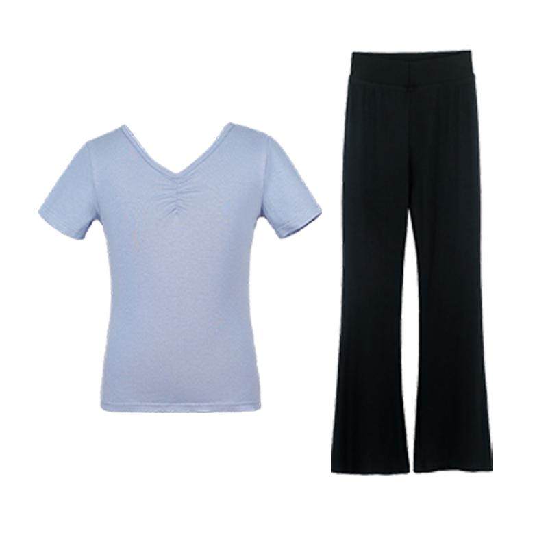 儿童舞蹈服女童夏季短袖中国舞练功服上衣喇叭裤芭蕾舞基训服套装
