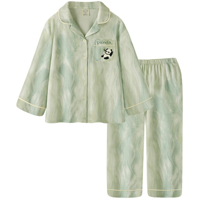 情侣睡衣春秋新款熊猫长袖家居服