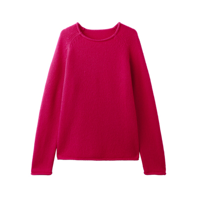 【100%山羊绒】PENNYPENG玫红记忆早秋穿搭氛围感慵懒风套头衫