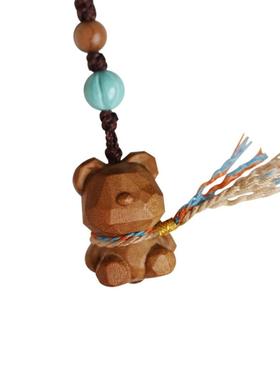 檀香木小熊手机吊坠挂件项链坠饰
