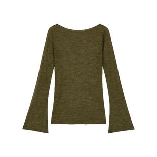 MHV ARCHIVE 马海毛混纺微透无缝卷边一字领