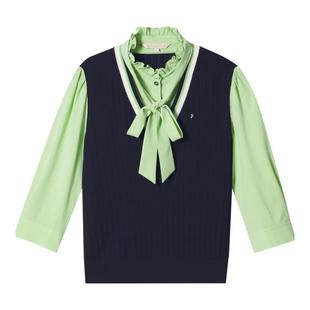 【天麻丝珠片纱】PSALTER诗篇衬衫假两件老钱风扭花针织衫秋