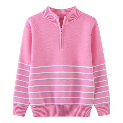 女童毛衣条纹半高领秋冬新款