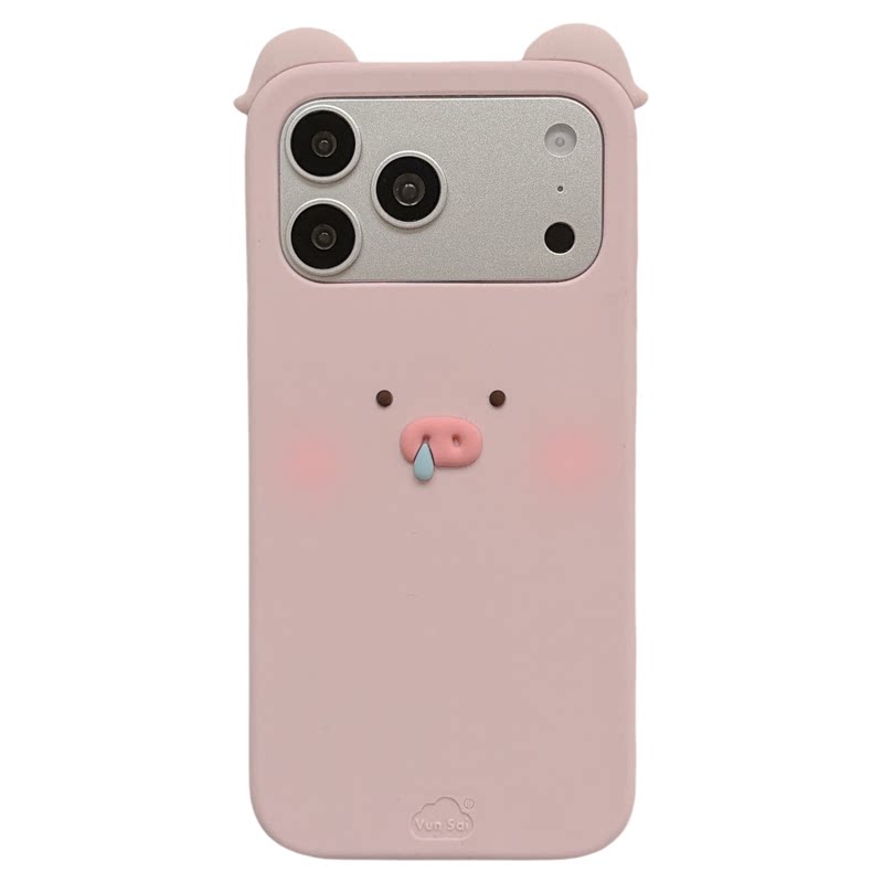 jze 趣味可爱粉腮红鼻涕小猪适用苹果17ProMax手机壳软硅胶iphone15新款16pro女款17pro创意14全包防摔手机套