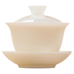 钰铨龙门 冰清玉洁润宝盖碗 高端德化传统中国白瓷纯手工三才茶碗