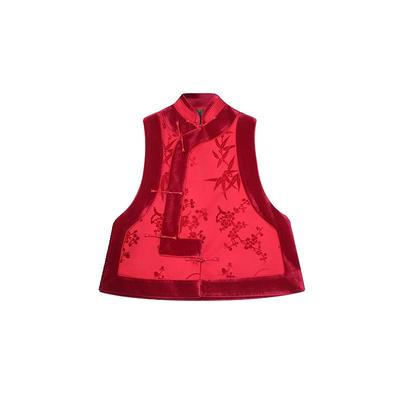 新中式国风梅竹漳绒斜襟马甲