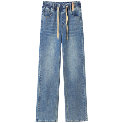 春款高个子加长版阔腿牛仔裤女