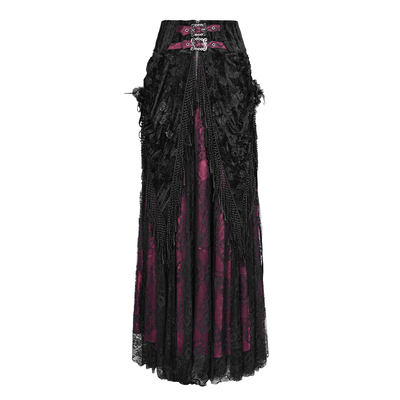 高腰玫瑰压花绒料流苏半裙