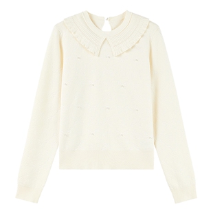 MISSCOCOON可可尼蓝精灵联名毛衫女2025冬季新款甜美娃娃领针织衫