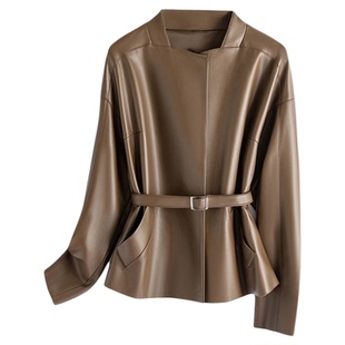 独特漂亮的初冬季皮衣女款2025超火女外套式复古绵羊皮真皮上衣服