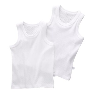 2件价 儿童宝宝背心纯白色吊带内衣男女童打底内穿白色内搭网眼秋