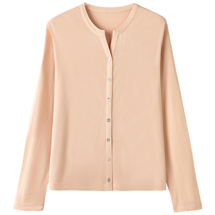 重磅加捻真丝衬衫气质女装通勤开衫纯色百搭桑蚕丝外披简约风衬衣