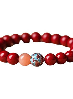 【普陀山官方】莲花朱砂手串