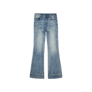 5werkwen 建模腿精 低腰牛仔裤重工洗水微喇裤