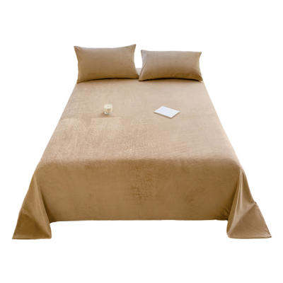 纯色牛奶绒床单法兰绒被单三件套