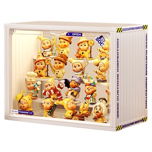 星星人盲盒收纳展示架阶梯透明防尘亚克力泡泡玛特手办展示盒柜子