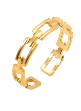 洗澡可戴钛钢格子开口戒指女