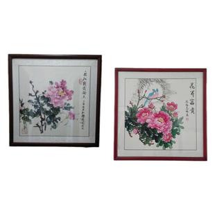 国画定制代画临摹纯手绘牡丹花鸟人物小品客厅卧室装饰挂画可带框