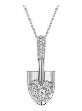 镶钻金银铲铲项链女925纯银