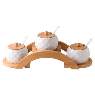 荣裕多创意陶瓷厨房用品调料盒陶瓷调味罐收纳味精盐糖罐商用套装