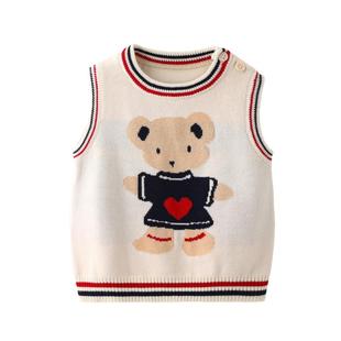 宝宝毛衣马甲女童儿童针织衫线衣男宝洋气保暖马夹小熊针织背心潮
