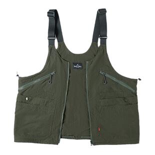 马登工装美式复古多口袋无袖尼龙马甲背心户外机能两用挎包外套男