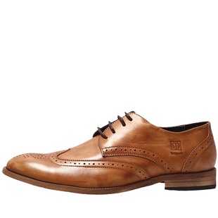 意大利手工德比鞋男真皮商务正装皮鞋手工擦色布洛克款式雕花皮鞋