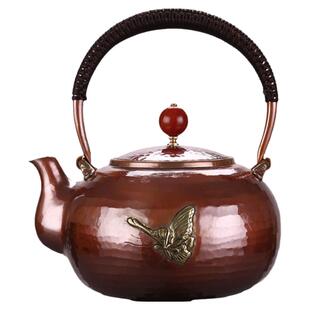 0.8L中号纯手工一张打紫铜烧水壶口打出一体纯铜茶壶800毫升煮茶