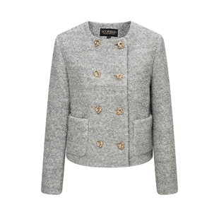 【含羊毛】Scofield女装法式优雅粗花呢外套小香风设计2025秋新品