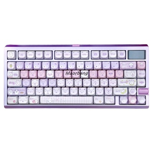 猫尔本MAO高度嗨皮熊主题热升华键帽加PC印刷透明大全套十字粉紫