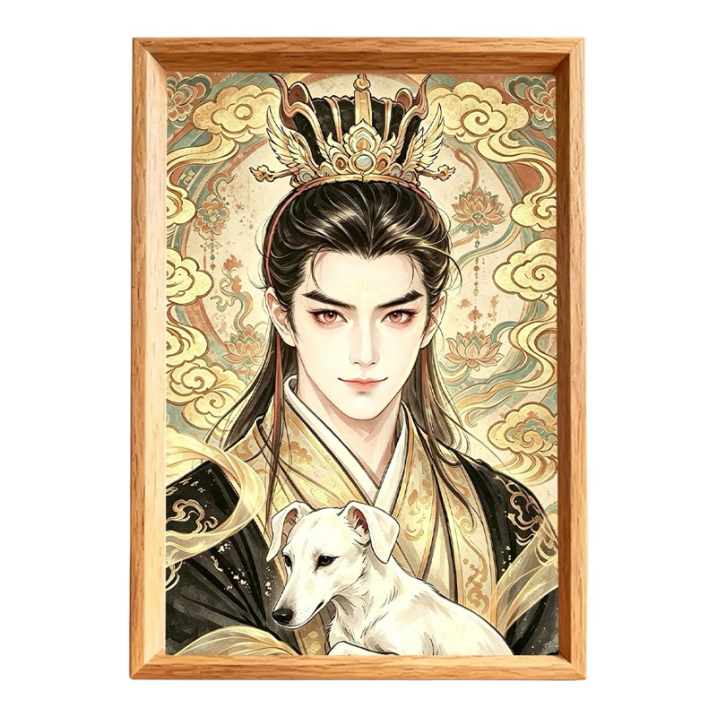 二郎神杨戬国风复古桌面相框摆件