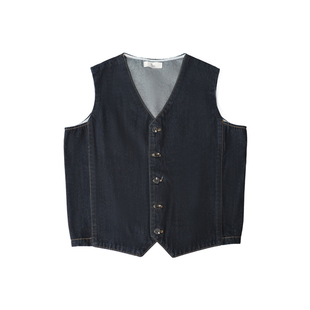 一衬YICHEN 2025春夏新款V领短款水洗牛仔马甲叠穿无袖背心男女款
