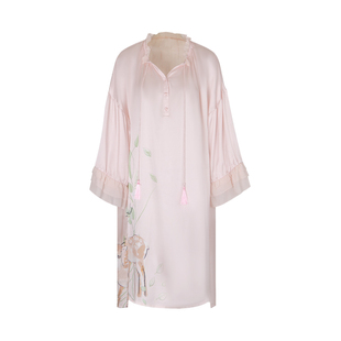 生日礼物』一茧一丝重磅真丝100%桑蚕丝睡裙木耳领流苏连衣裙国风