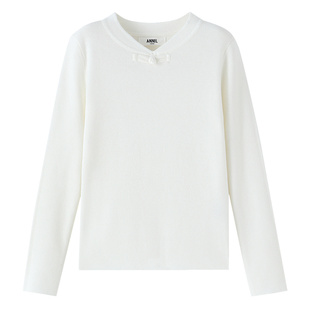 安奈儿童装 女童立领长袖毛衣针织衫2026春新年款新中式红色保暖