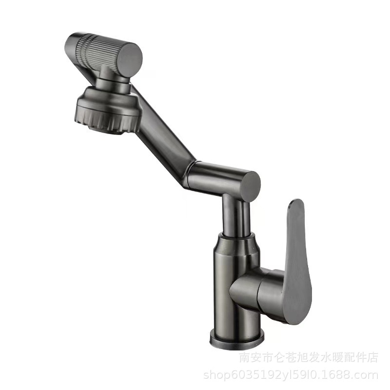 枪灰不锈钢冷热水龙头洗菜盆洗碗池水槽旋转家用水龙头厨房水龙头
