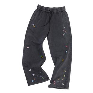 CLIMAX VISION趣味贴纸印花水洗做旧宽松直筒休闲长裤