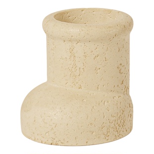 洞石笔筒办公室桌面轻奢高级感毛笔化妆刷收纳筒学生笔桶创意笔筒