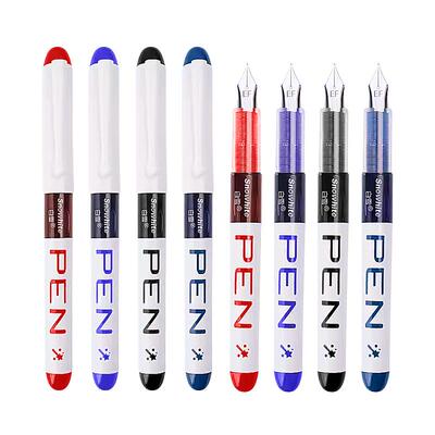 白雪钢笔学生用练字钢笔直液式免上墨囊大容量一次性钢笔明尖写作业0.38EF尖免换囊二升三钢笔FP10