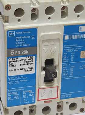 CUTTLER HAMMER FD3015L 3P 15 AMPS 600VAC250VDC 工业断路器 FD