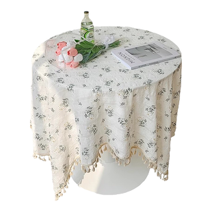 日式小雏菊桌布ins风棉麻文艺小清新拍照背景布电视柜盖巾茶几布