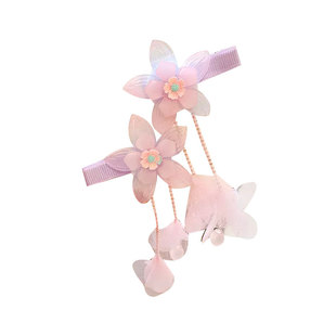 汉服头饰女儿童古装发夹女童中国风蝴蝶结发卡发饰古风假发辫配饰