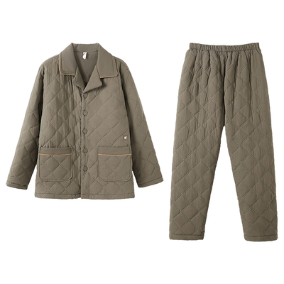 安之伴【巨保暖】三层加厚夹棉男士睡衣冬季冬款可外穿家居服套装