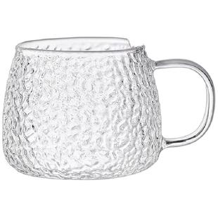 锤纹玻璃杯水杯套装家用带把耐高温客厅待客茶杯家庭喝水杯子水具