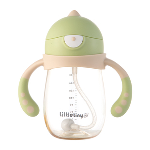 littletiny小怪兽婴儿学饮吸管杯宝宝喝奶瓶儿童水杯6个月以上1岁