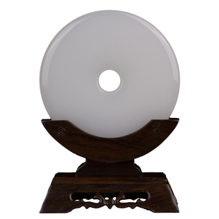 天然玉石羊脂色白玉平安扣臻品纯白玉璧美家客厅玄关装饰工艺摆件