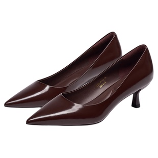 蹀愫纯色尖头单鞋女简约通勤小猫跟高跟鞋TA54514-16