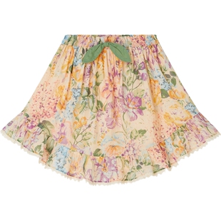 【38开门红】Zimmermann 夏季女童钩编边饰印花棉质巴里纱半身裙