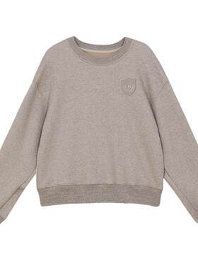 谜底套头卫衣女冬季新品休闲百搭宽松圆领徽章上衣244MV1595