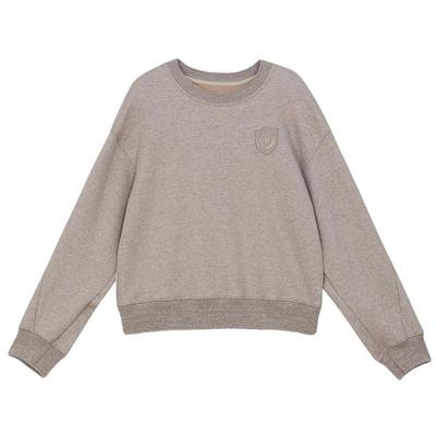 谜底套头卫衣女冬季新品休闲百搭宽松圆领徽章上衣244MV1595