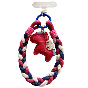 2026年马上有钱棉质秋冬三股编织短款手机挂绳可手提防丢手绳手腕皮质挂件腕带夹片挂饰彩色壳绳子包挂户外女